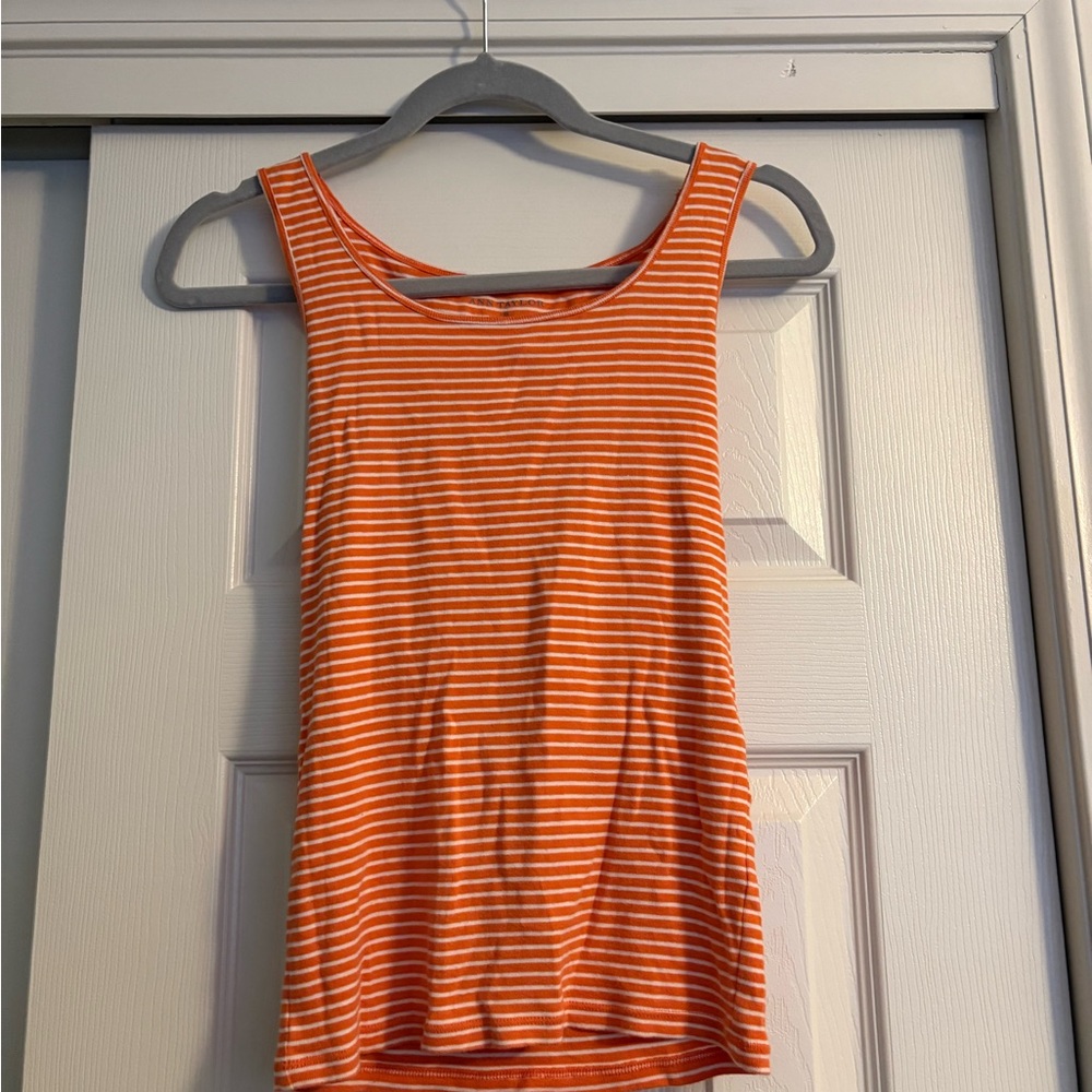 orange and white striped tank